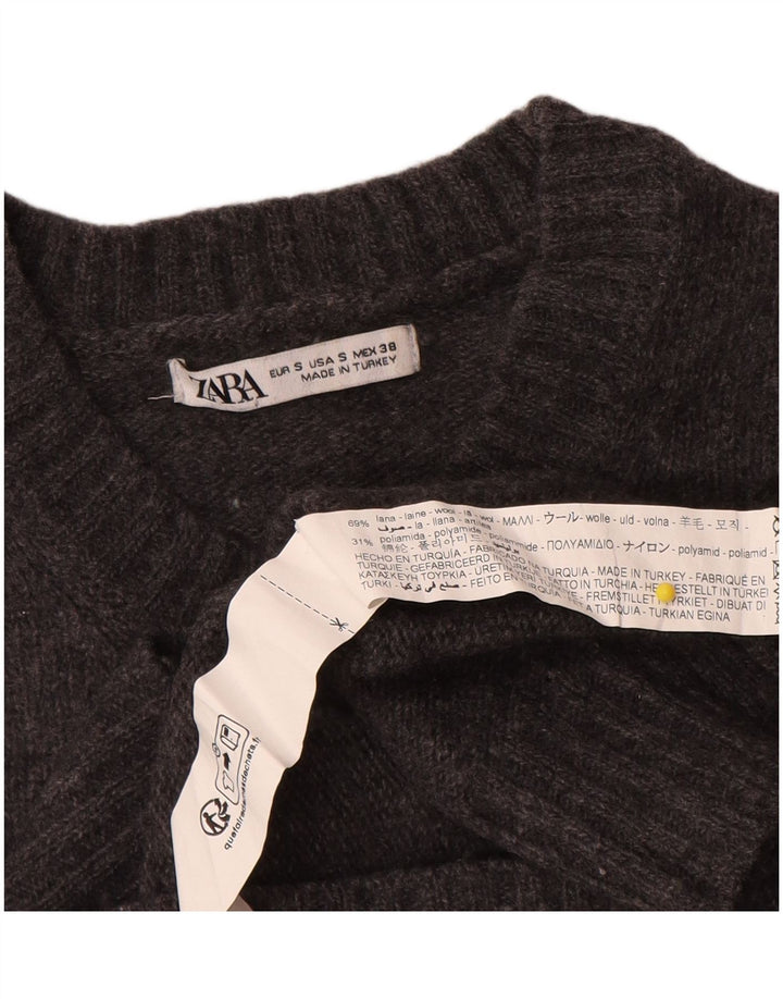 Zara Pull ras du cou pour homme en laine gris petit