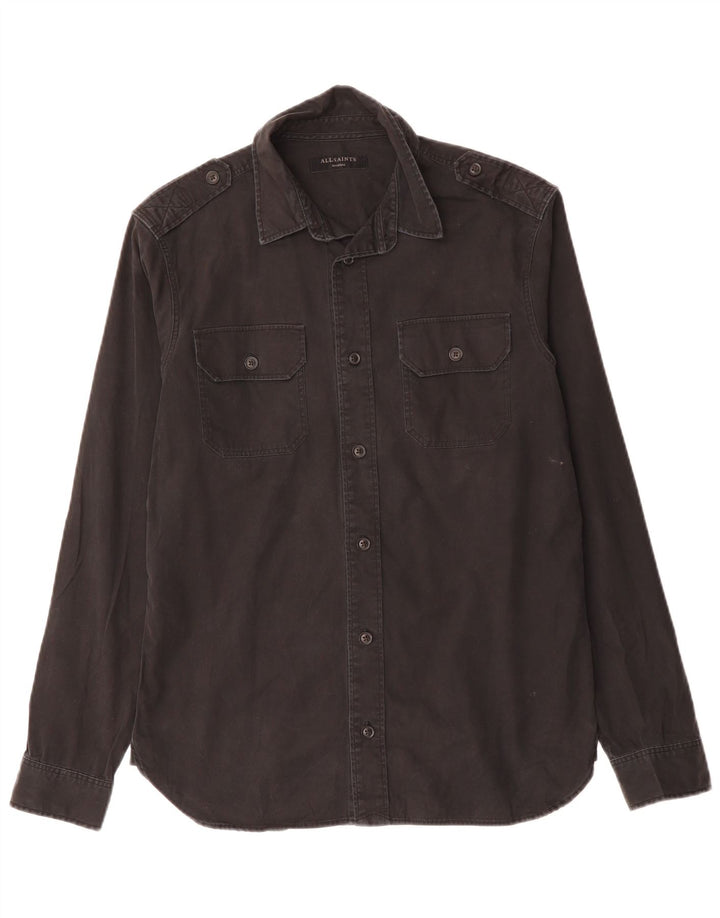 ALL SAINTS Chemise Militaire Homme Noir Moyen Coton