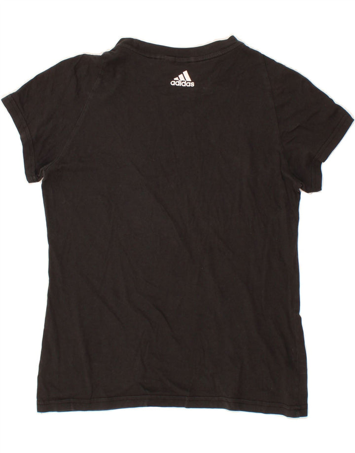 ADIDAS Womens Graphic T-Shirt Top UK 12 Medium Black Vintage Adidas and Second-Hand Adidas from Messina Hembry 