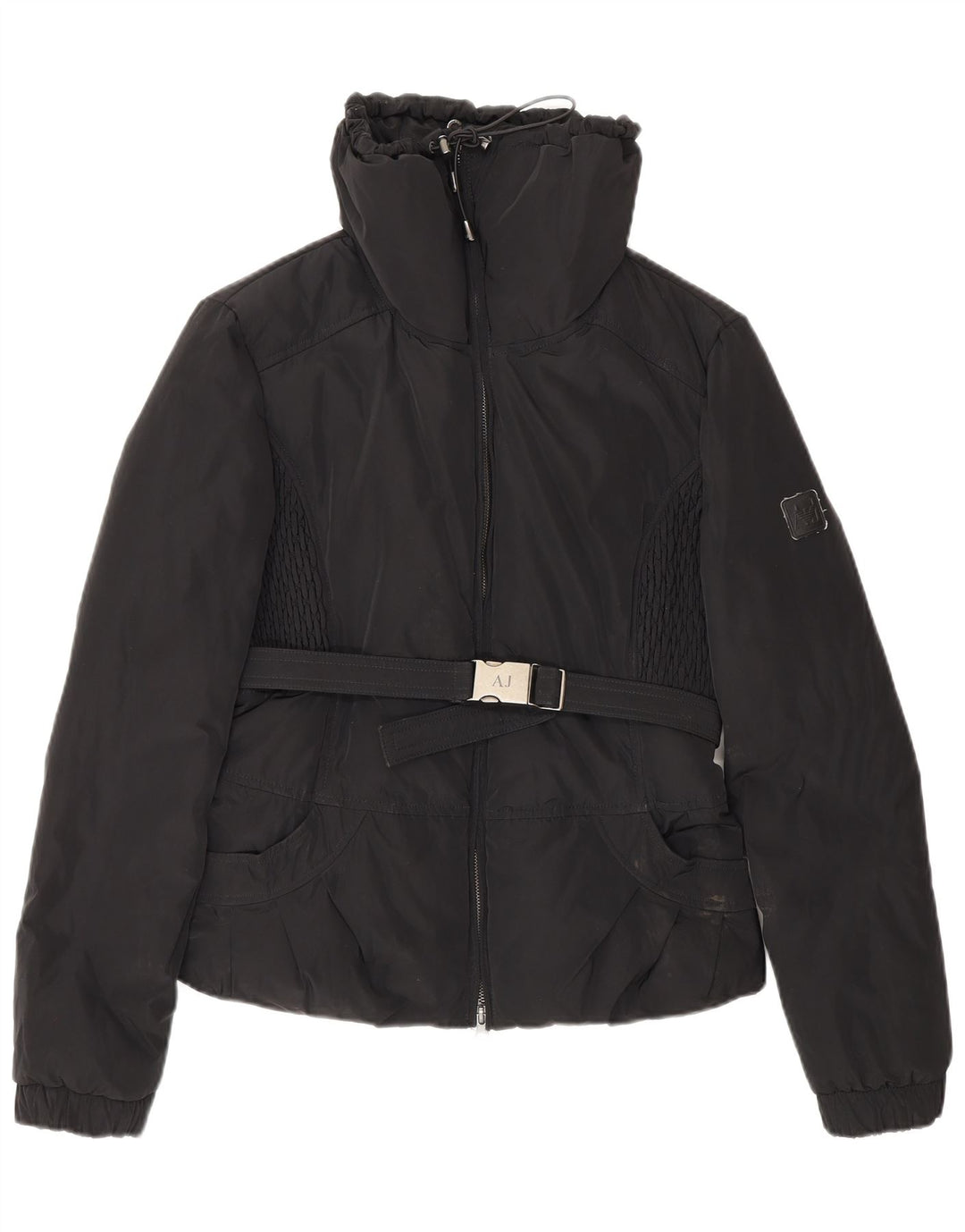 Armani Jeans Veste rembourrée courte pour femme EU 42 Large Noir Polyester