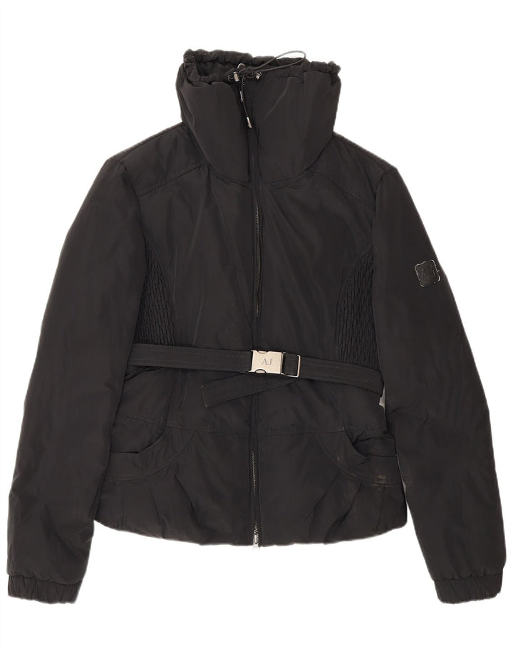 Armani Jeans Veste rembourrée courte pour femme EU 42 Large Noir Polyester