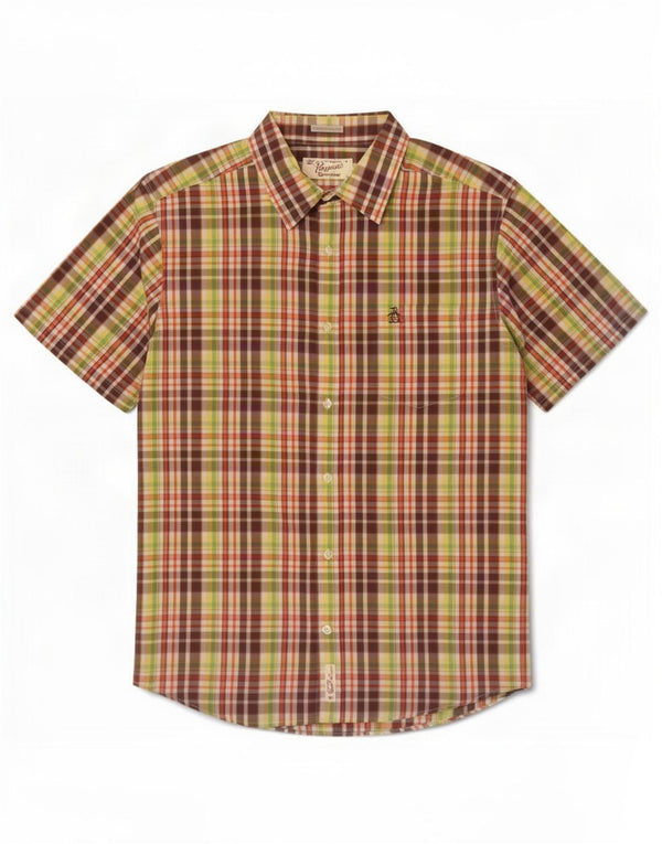 Penguin Chemise Slim à Manches Courtes Heritage Homme Grand Carreau Multicolore