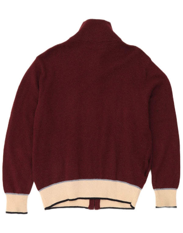 KAPPA Cardigan Femme Pull UK 16 Grande Laine Colorblock Bordeaux