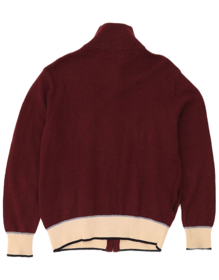 KAPPA Cardigan Femme Pull UK 16 Grande Laine Colorblock Bordeaux