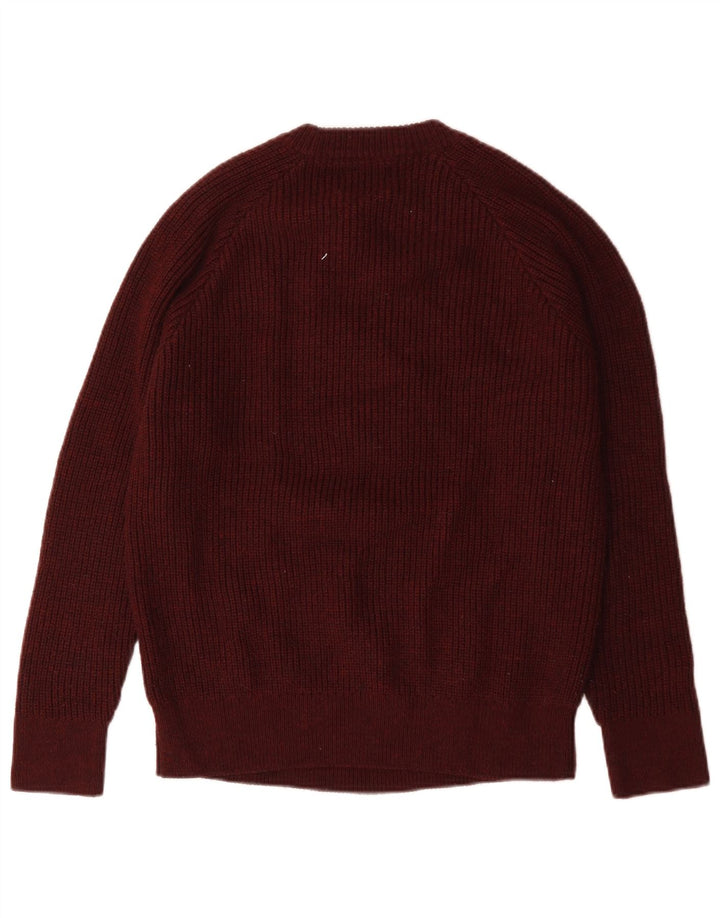 Zara Pull à col rond en laine bordeaux moyen pour homme