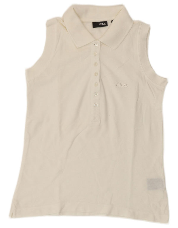 Fila Polo sans manches pour femme UK 12 Coton blanc moyen