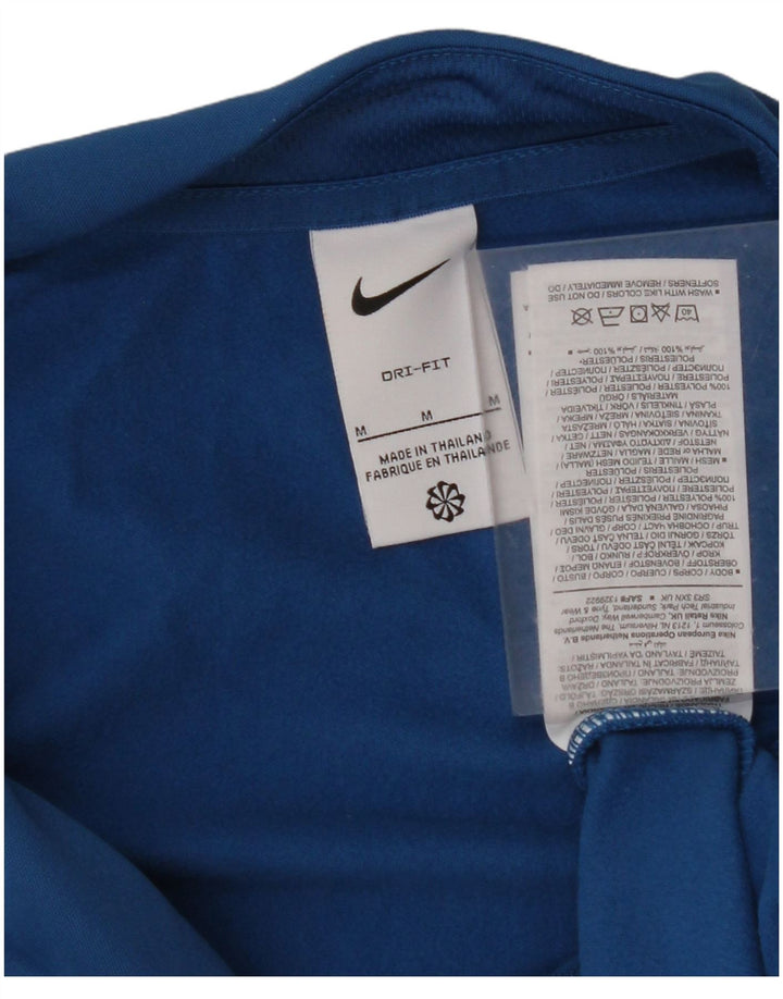 NIKE Haut de survêtement Dri Fit à col zippé pour femme UK 14 Bleu moyen