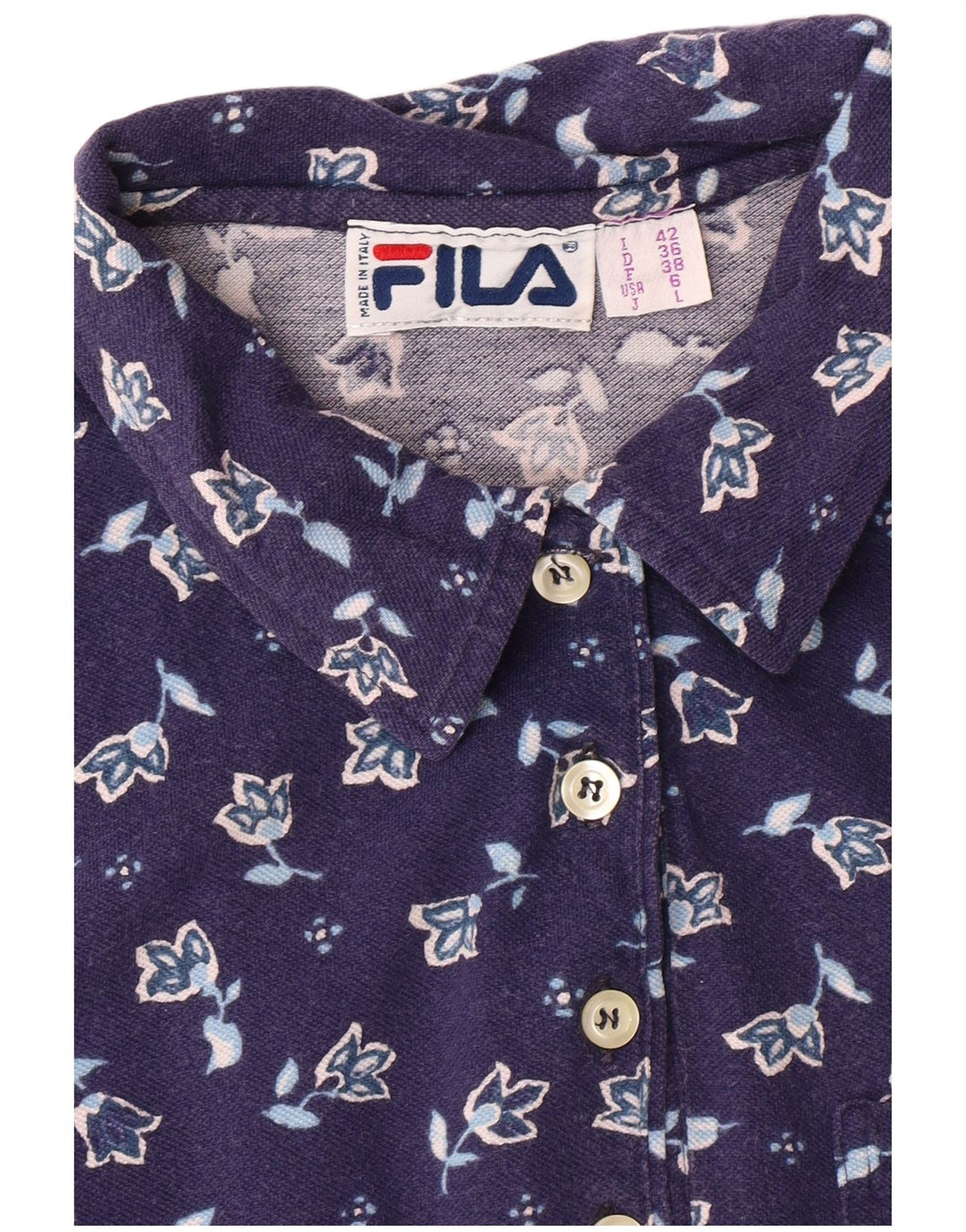 FILA Polo sans manches femme IT 42 Bleu marine moyen fleuri