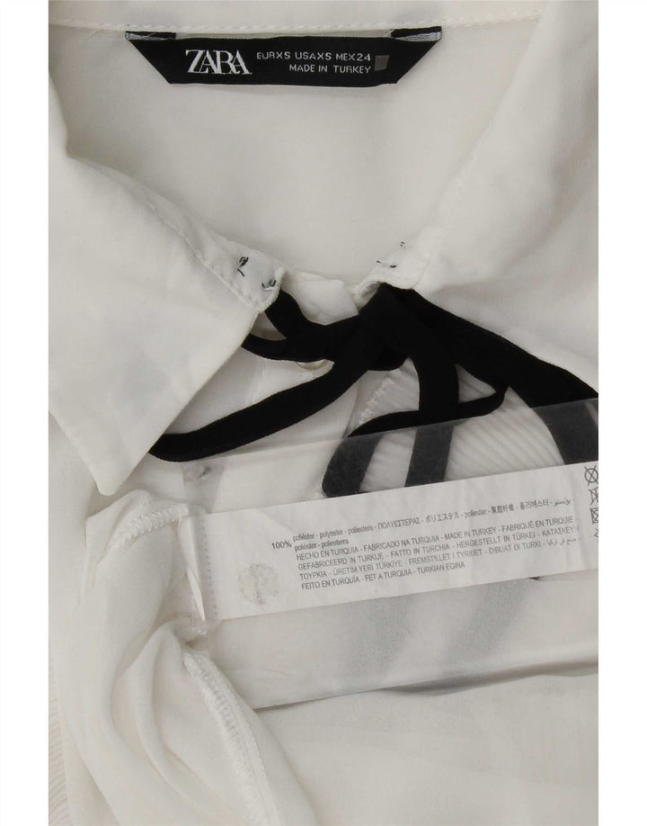 Zara Chemisier surdimensionné à volants sur le devant pour femme UK 6 XS Blanc Polyester