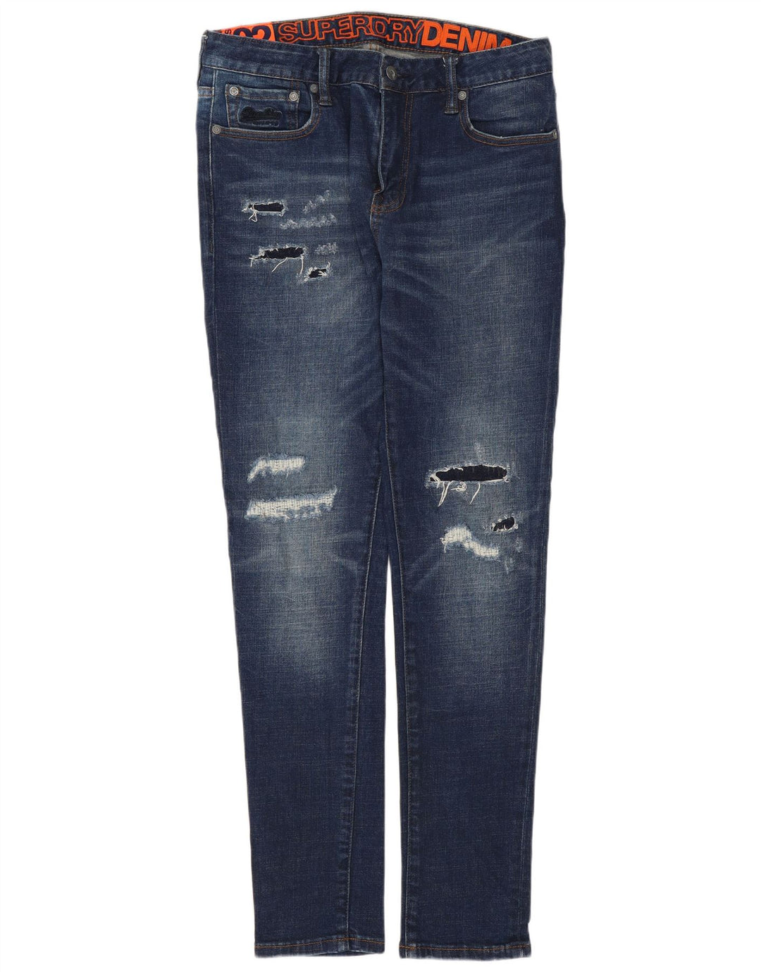 SUPERDRY Jean Slim effet vieilli W32 L29 bleu coton pour homme