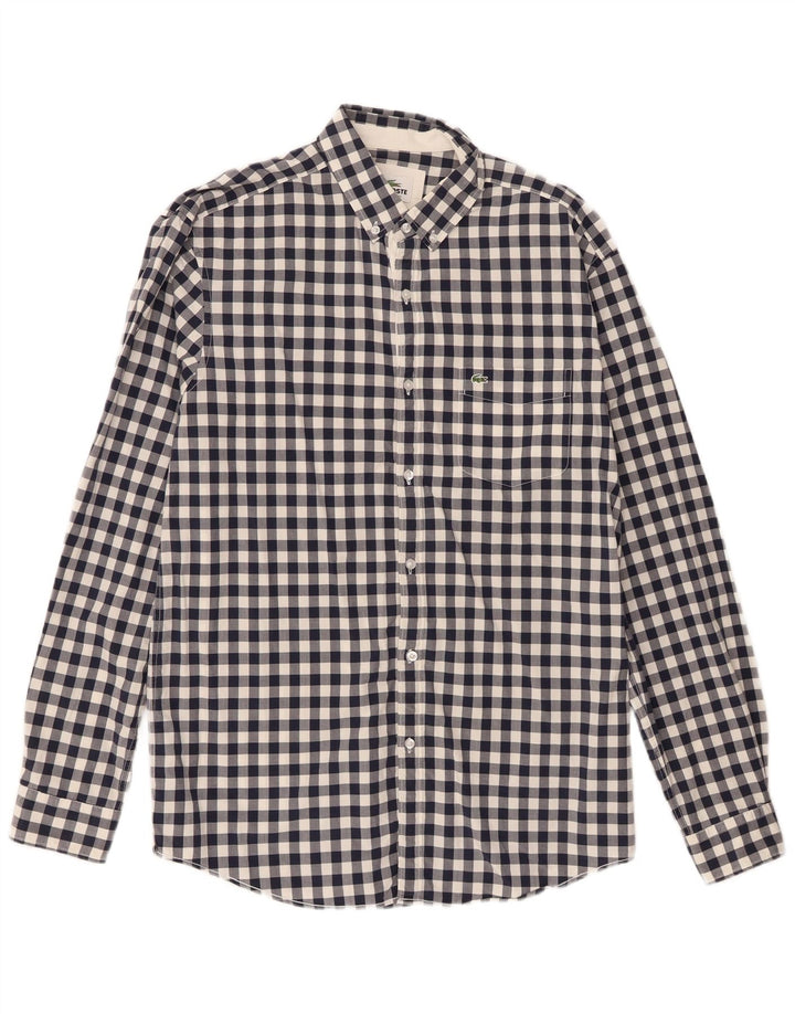 Lacoste Chemise Regular Fit Homme Taille 40 Coton Vichy Bleu Marine Moyen