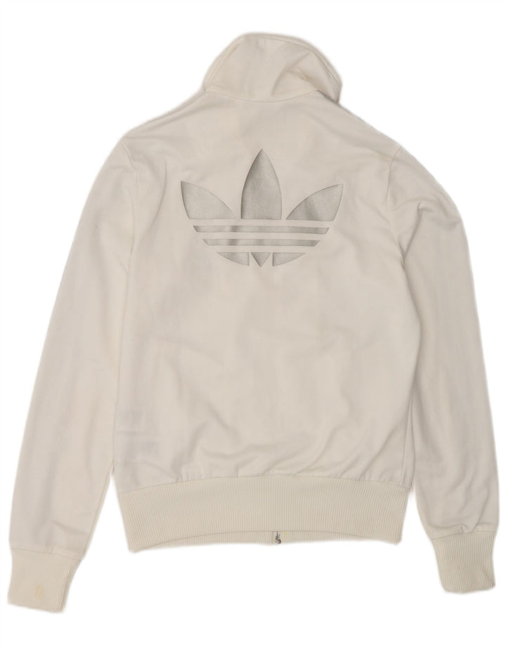 Adidas Femmes Graphique Survêtement Top Veste EU 38 Petit Blanc Polyester
