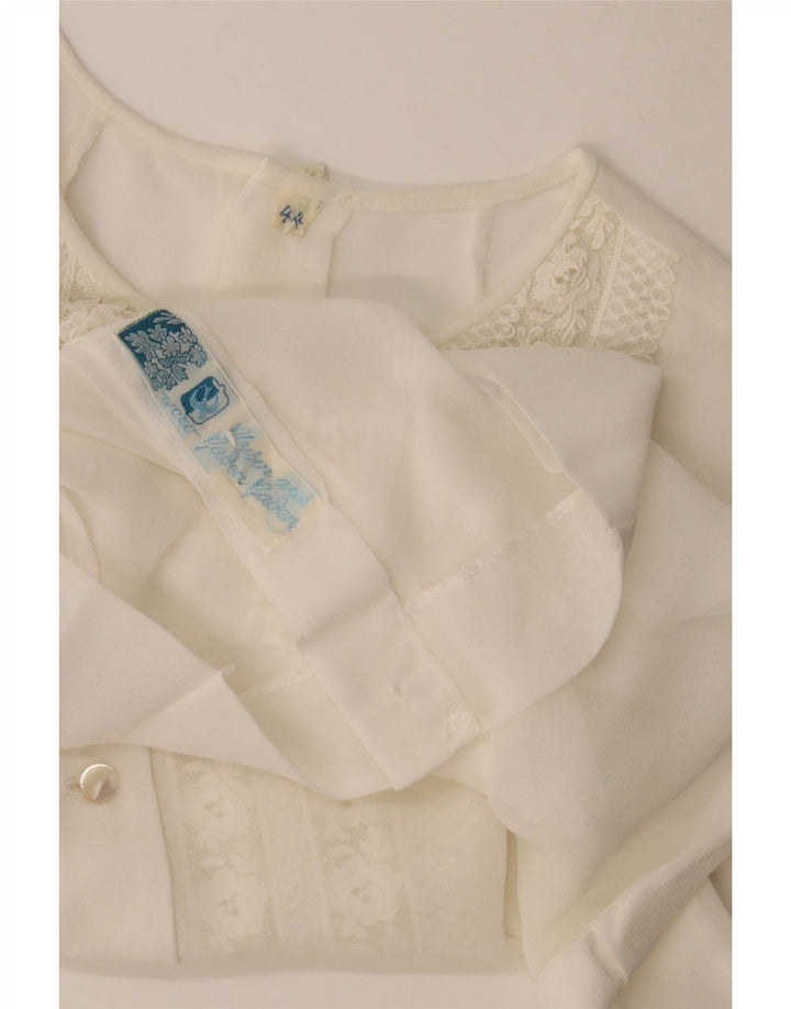 vintage Femmes Sans Manches Voir À Travers Blouse Top IT 44 Blanc Moyen