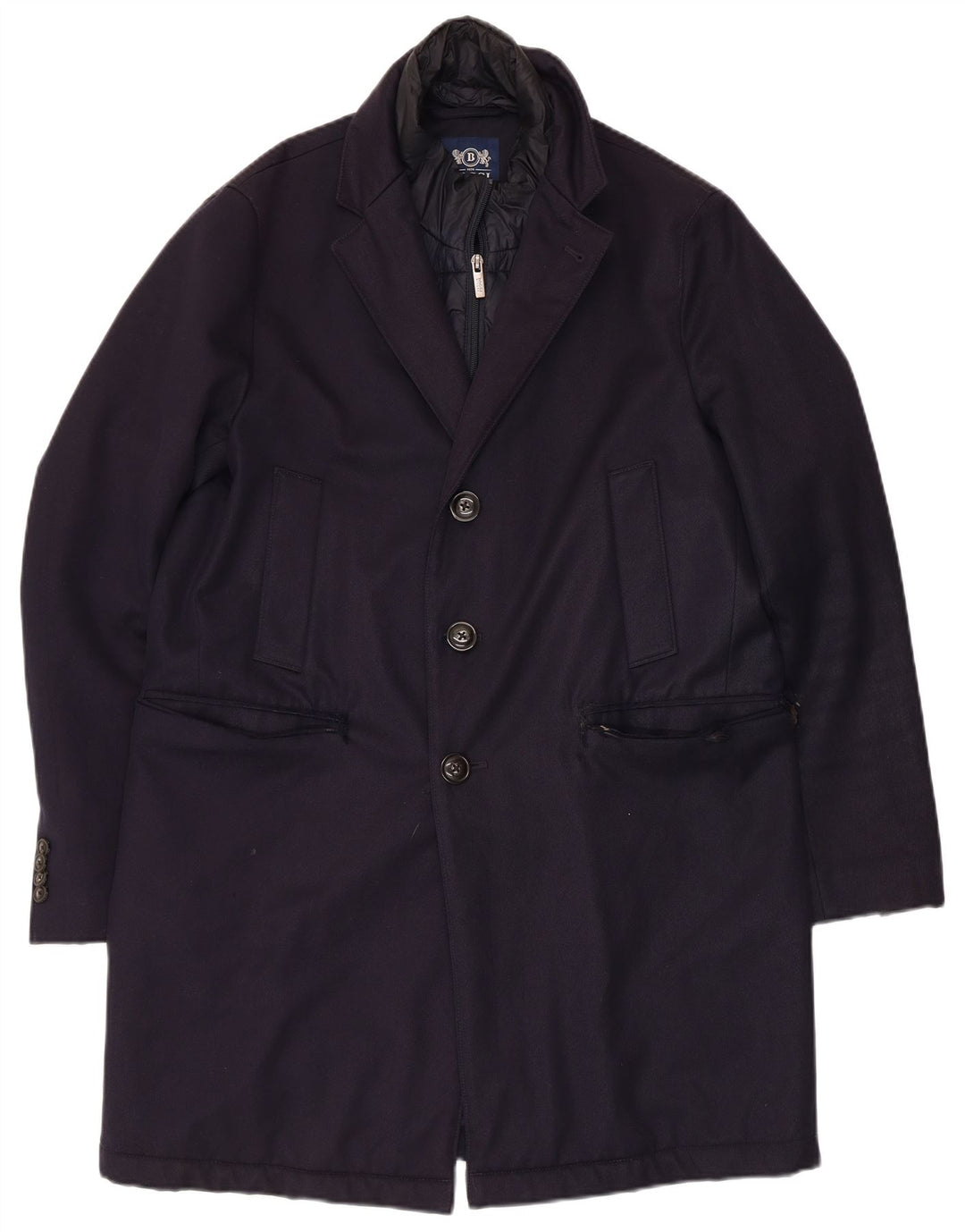 Boggi Pardessus Homme IT 46 Small Bleu Marine Laine
