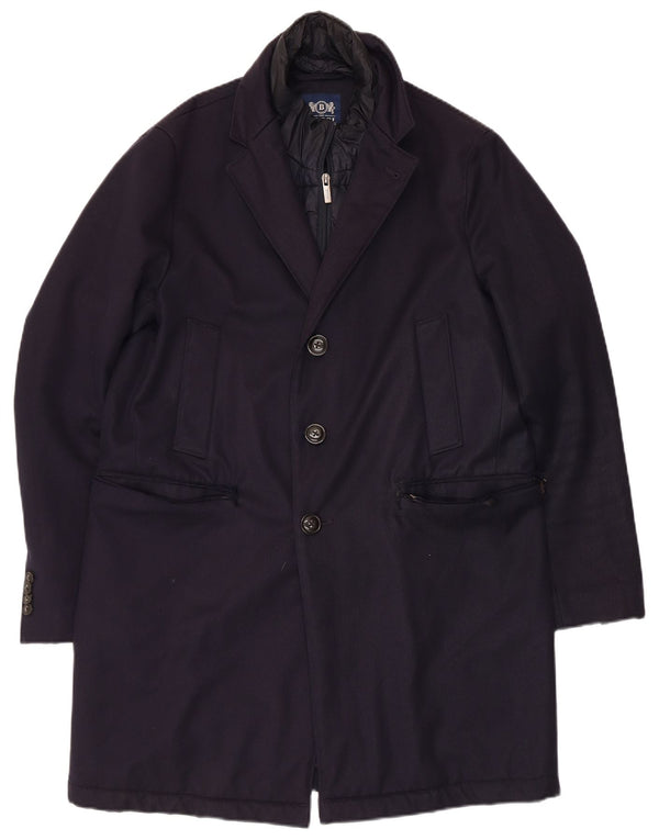 Boggi Mens Overcoat IT 46 Small Navy Blue Wool