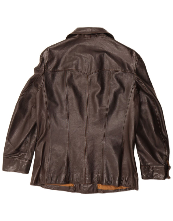 Vintage Womens Leather Jacket IT 50 XL Brown Leather