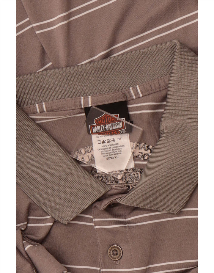 HARLEY DAVIDSON Polo Homme XL Gris Rayé Polyester