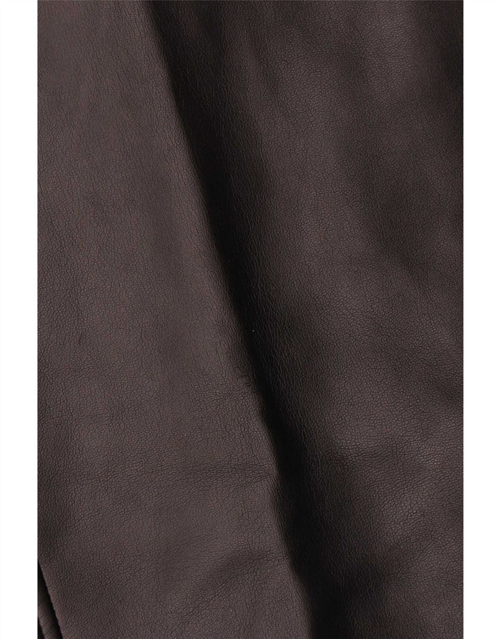 gilet en cuir femme vintage UK 10 Petit Noir