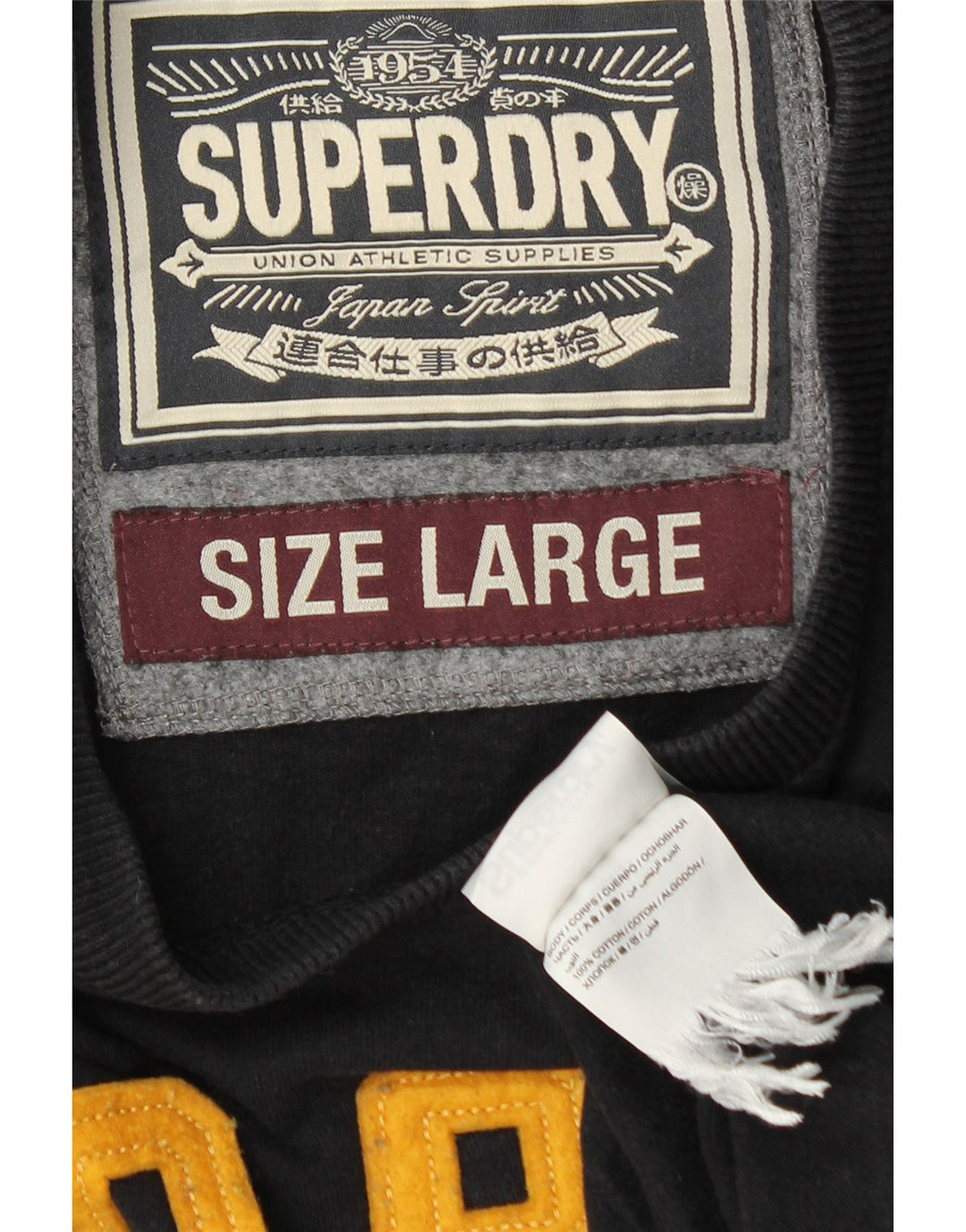 SUPERDRY Haut graphique à manches longues pour hommes, grand coton noir