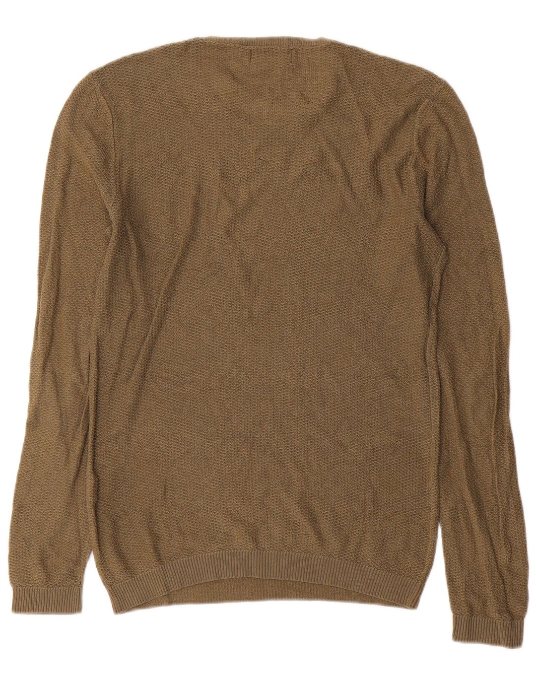 Zara Homme Pull Col Ras Du Cou Acrylique Kaki Moyen