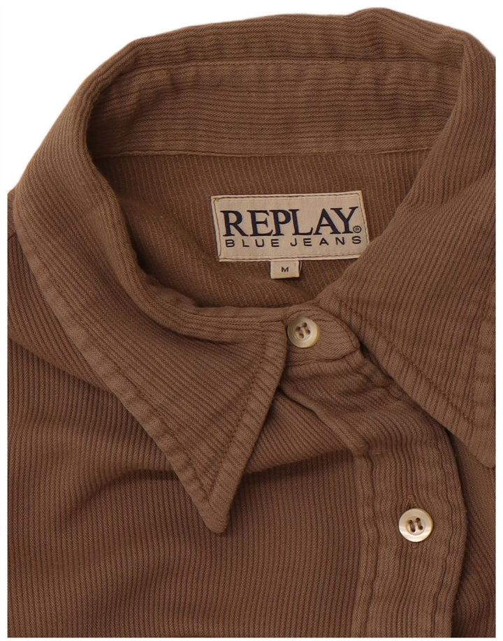 REPLAY Chemise Femme UK 12 Marron Moyen