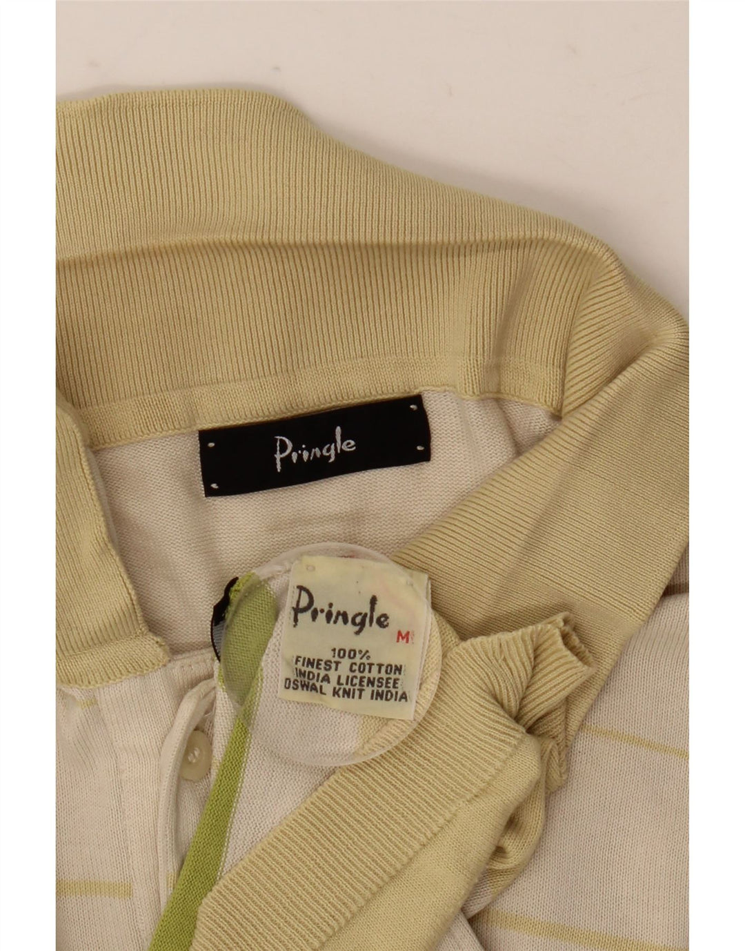 Pringle Polo Homme Coton Rayé Beige Moyen