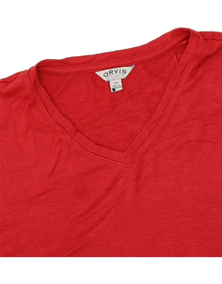ORVIS Womens T-Shirt Top UK 16 Large Red Polyester Vintage Orvis and Second-Hand Orvis from Messina Hembry 