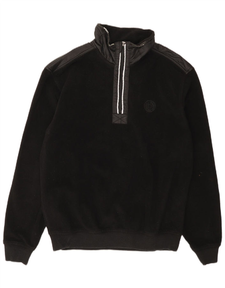 Bugatti Pull polaire à col zippé pour homme, grand, noir, polyester