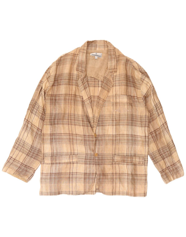 vintage Homme 3 Bouton Blazer Veste IT 52 XL Beige Check