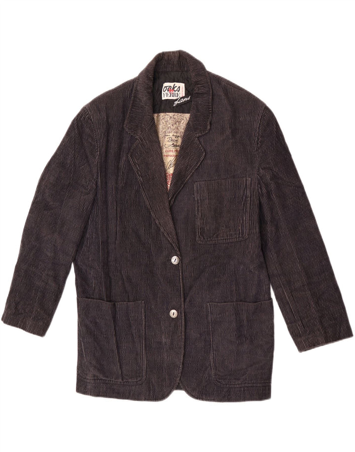 Ferre Veste blazer en velours côtelé à 2 boutons pour femme IT 44 Bleu marine moyen en coton