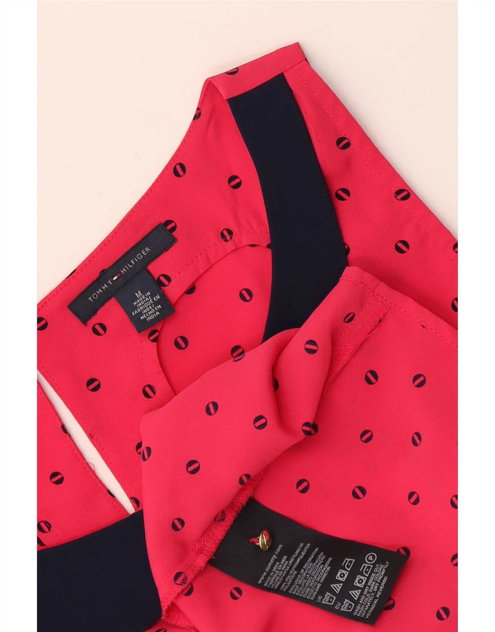 Tommy Hilfiger Chemisier sans manches pour femme UK 44 Rouge moyen à pois