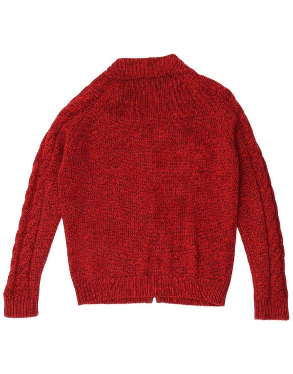 vintage Mens Cardigan Pull Moyen Rouge Moucheté