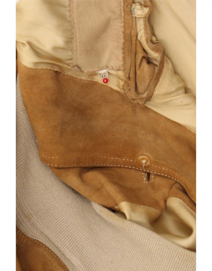 Veste Bomber En Daim Vintage Homme IT 52 XL Cuir Beige