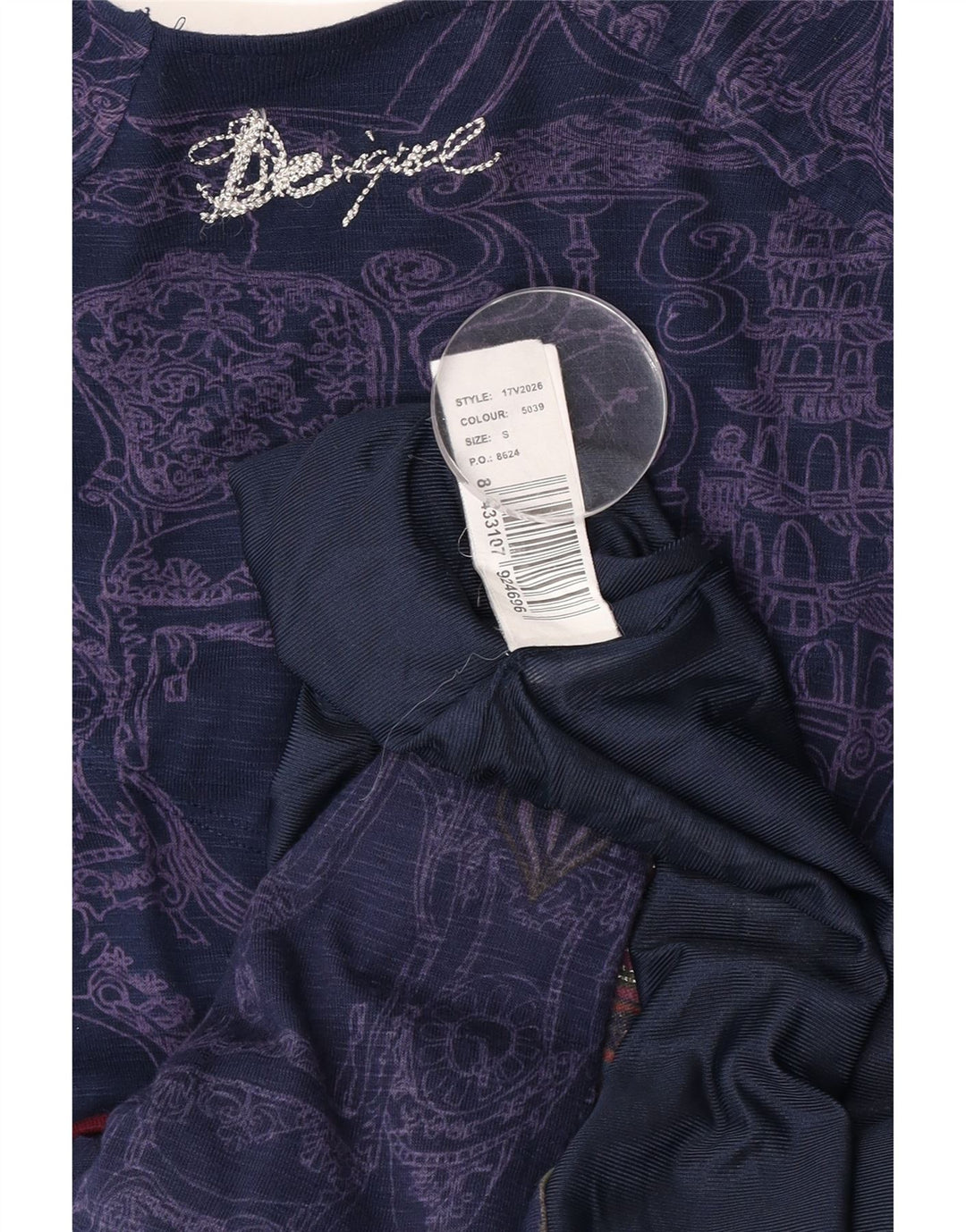 Desigual Robe taille basse à motif abstrait pour femme UK 8 Small Bleu marine