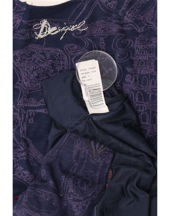 Desigual Robe taille basse à motif abstrait pour femme UK 8 Small Bleu marine