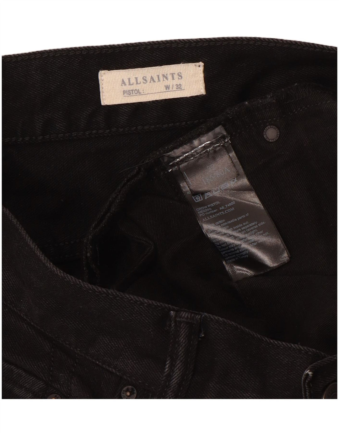 ALL SAINTS Jean Skinny Homme W32 L31 Noir Coton