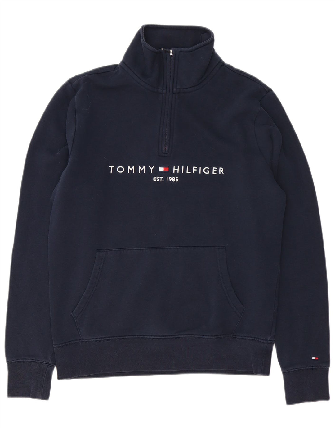 Tommy Hilfiger Sweat-shirt graphique à col zippé pour homme Petit bleu marine