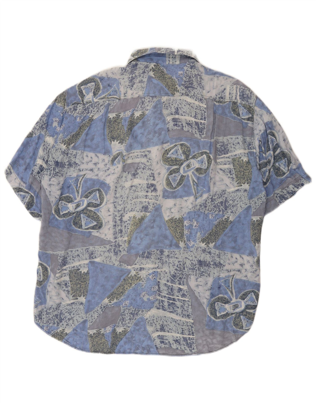Vintage Homme Motif Abstrait Chemise À Manches Courtes Grand Bleu