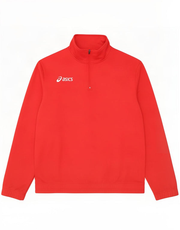 Asics Sweat-shirt col zippé garçon 13-14 ans Rouge Polyester
