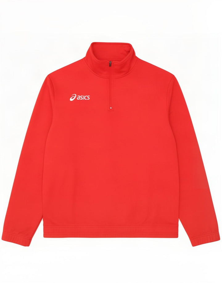 Asics Sweat-shirt col zippé garçon 13-14 ans Rouge Polyester