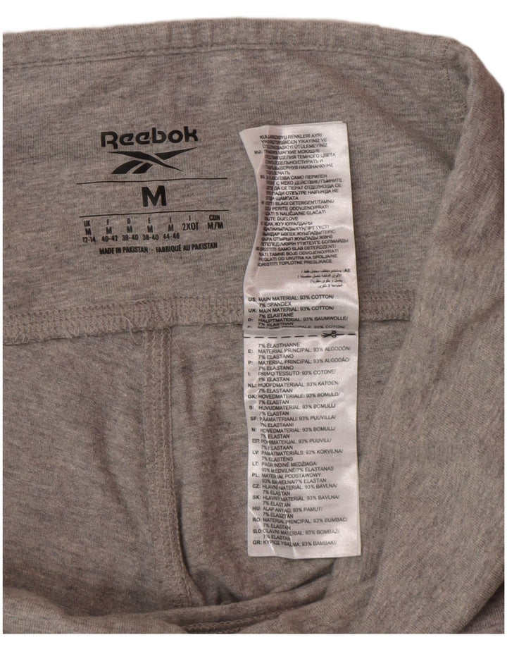 Reebok Leggings Graphic Femme UK 12/14 Gris Moyen Coton