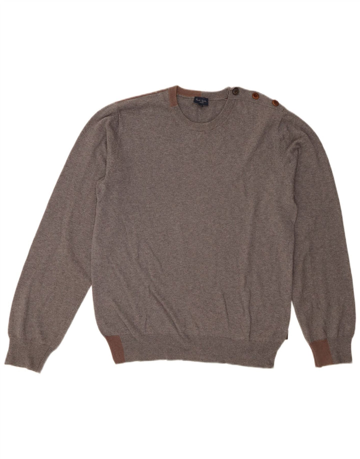 Paul Smith Pull Col Rond Homme Gris Moyen Colorblock Coton
