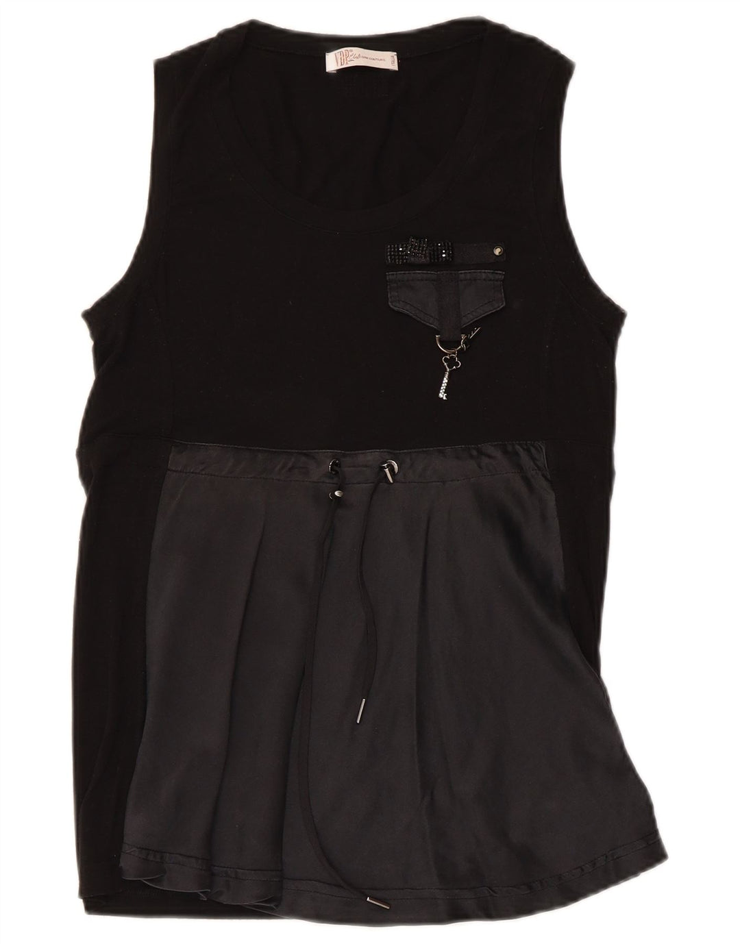 Top Chemisier Sans Manches IT 44 Viscose Noir Moyen Femme