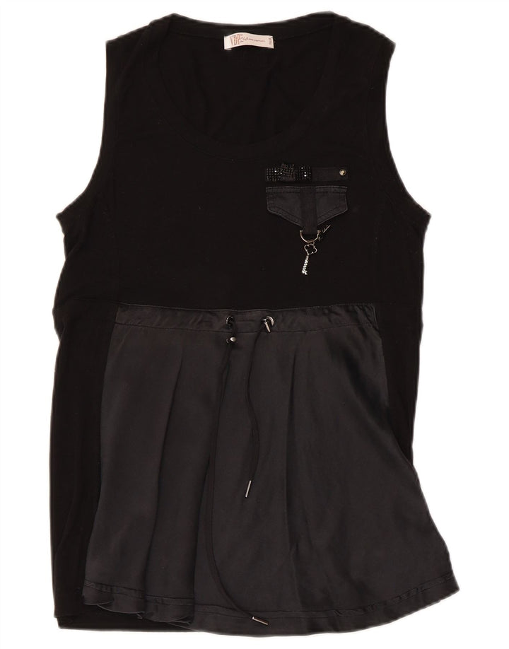 Top Chemisier Sans Manches IT 44 Viscose Noir Moyen Femme