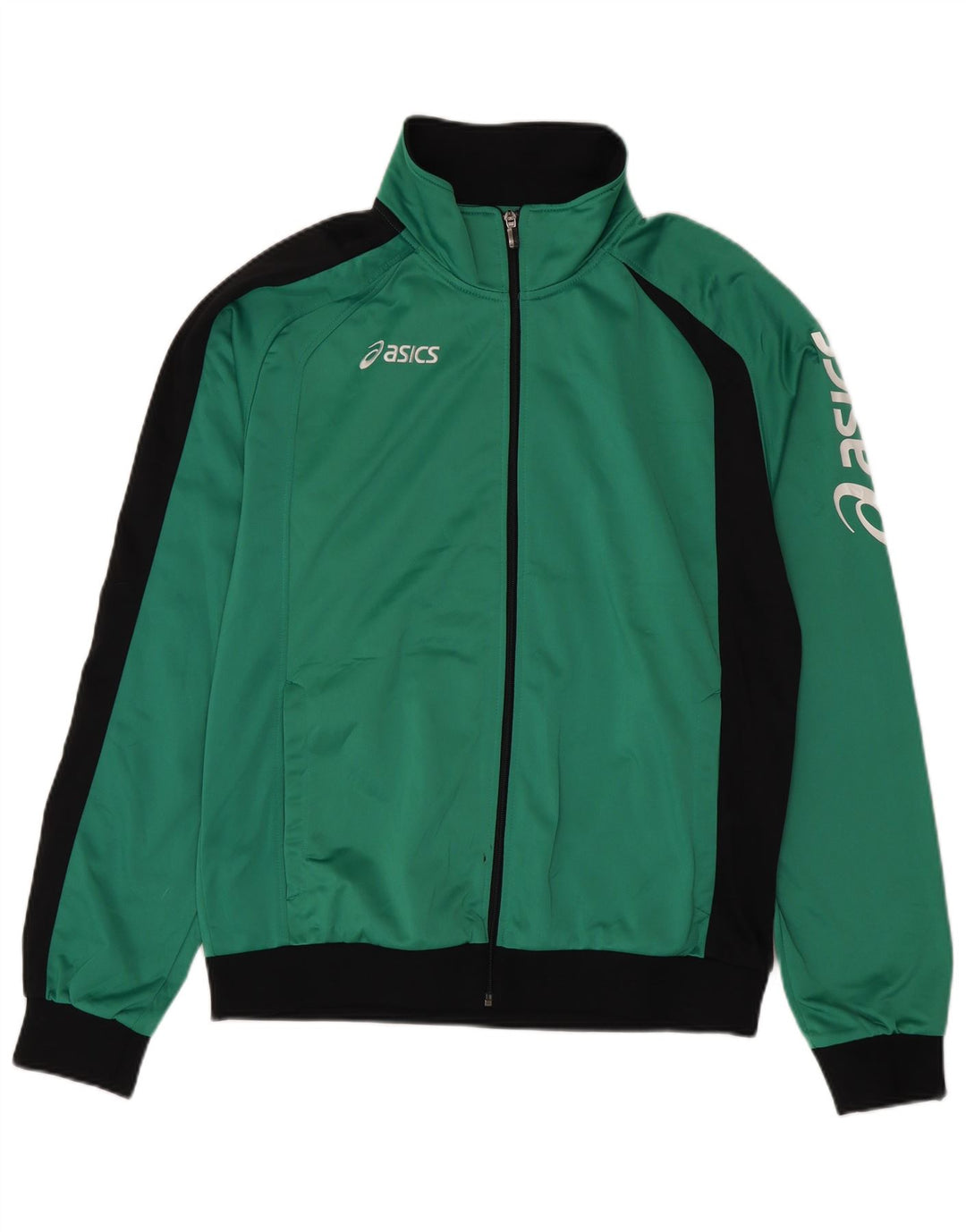 Asics Veste de survêtement graphique pour hommes 2XL Vert Colorblock Polyester