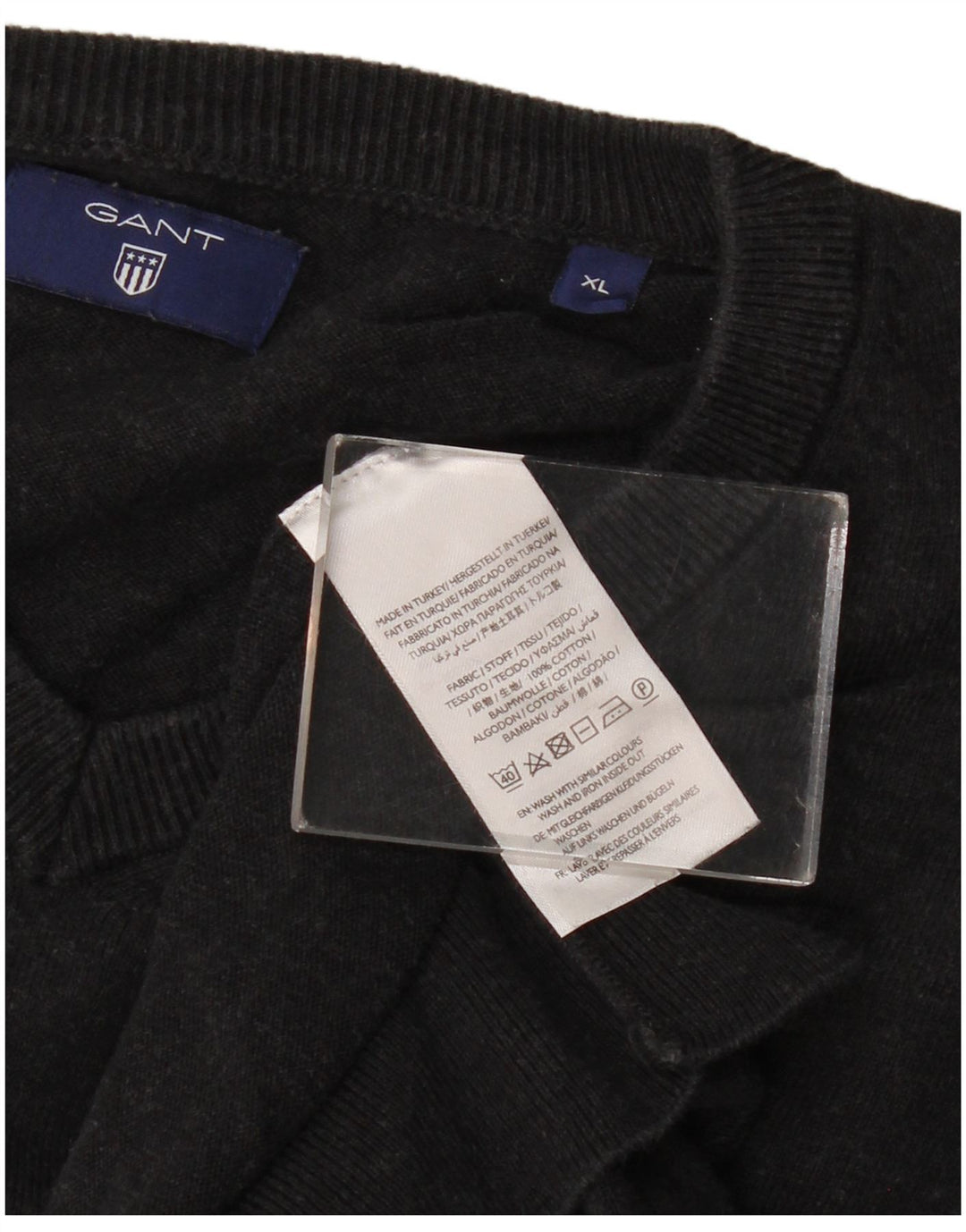 GANT Pull col V Femme XL Gris Coton