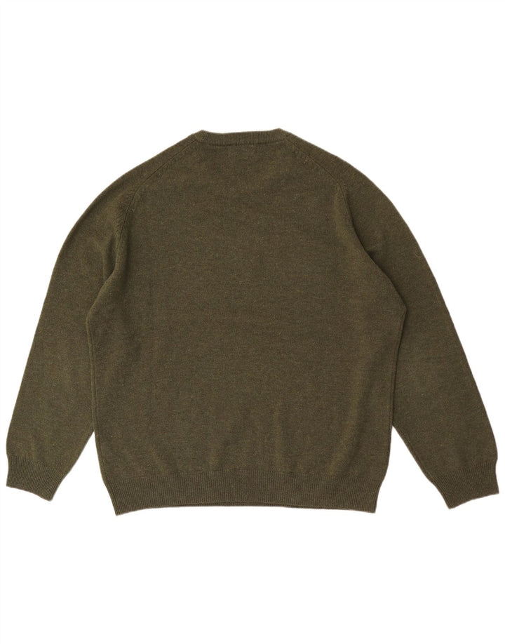 MARKS & SPENCER Pull à col rond pour homme en laine d'agneau verte