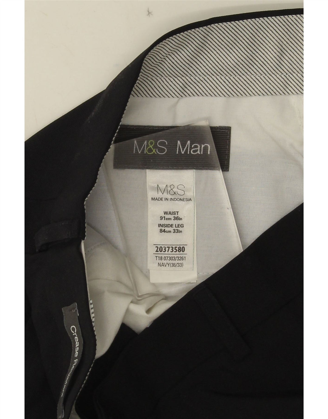 Marks & Spencer Pantalon de Costume Droit Homme W36 L33 Bleu Marine Polyester