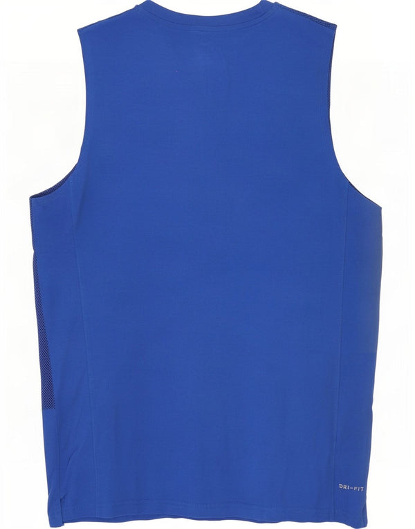 Nike Hommes Dri Fit Débardeur 2XL Bleu Tacheté Coton