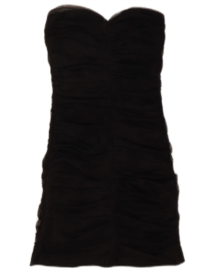 ZARA Robe moulante sans bretelles pour femme UK 8 Small Noir
